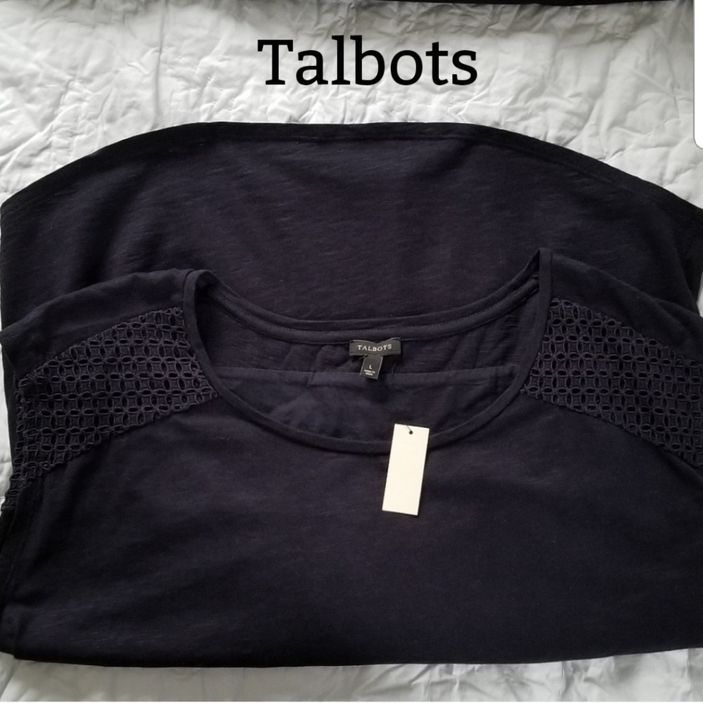 Talbots Lace Embellished Cap Sleeve Top, NWT